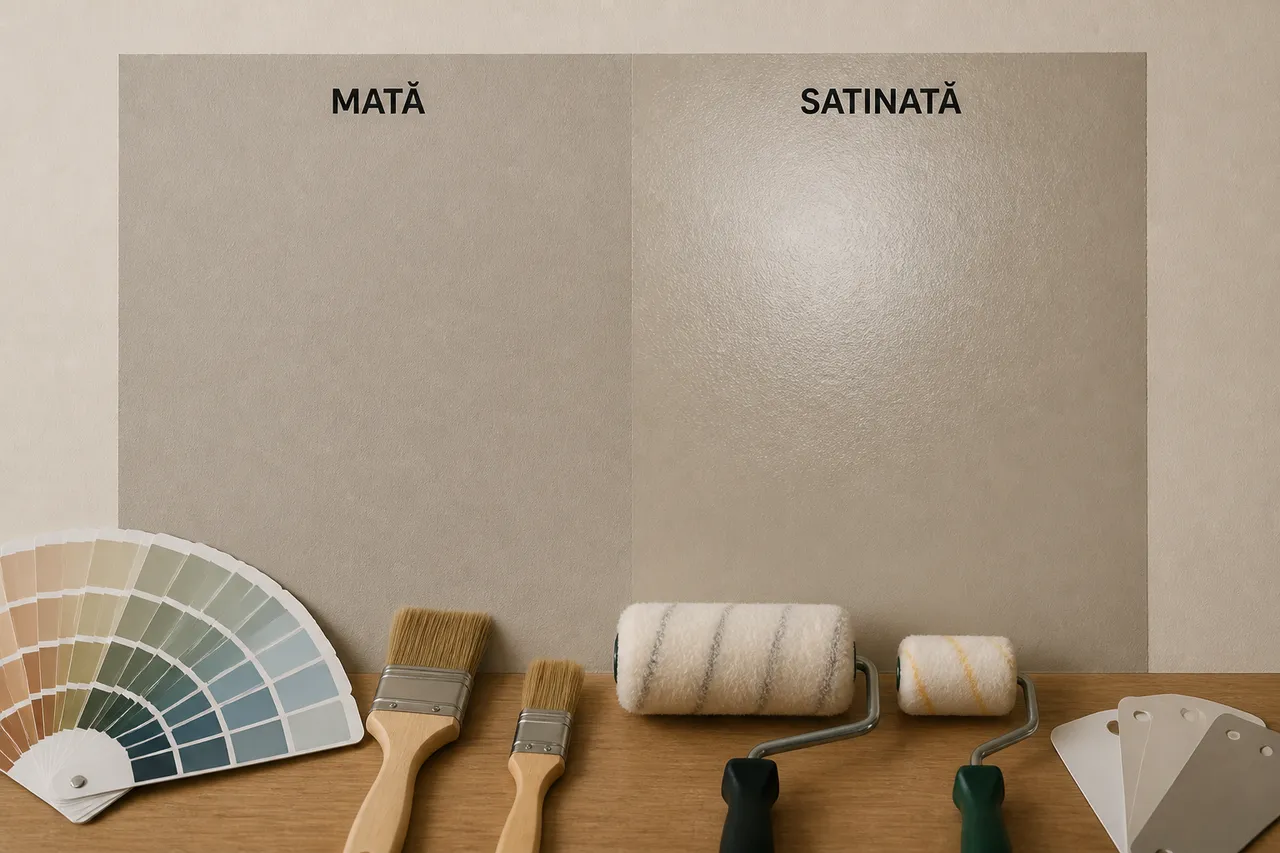 diferența dintre vopseaua mată și satinată pe perete
