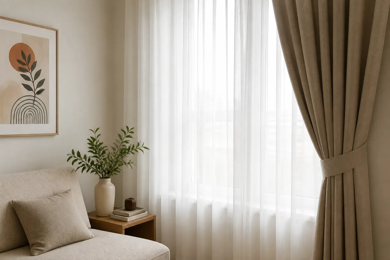 perdea transparentă pentru cameră mică și lumină naturală
