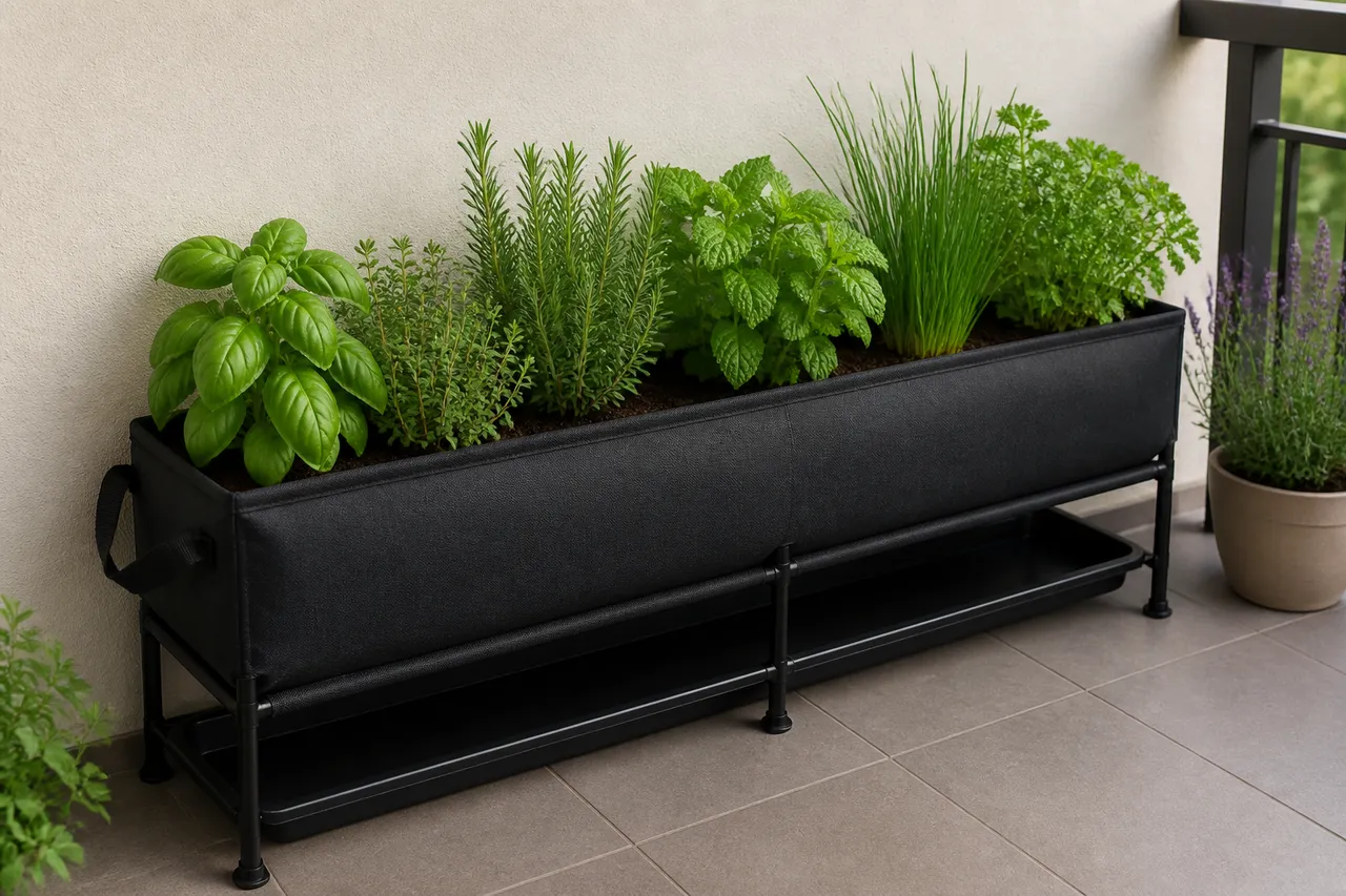stabilitate pentru jardiniere textile pe balcon