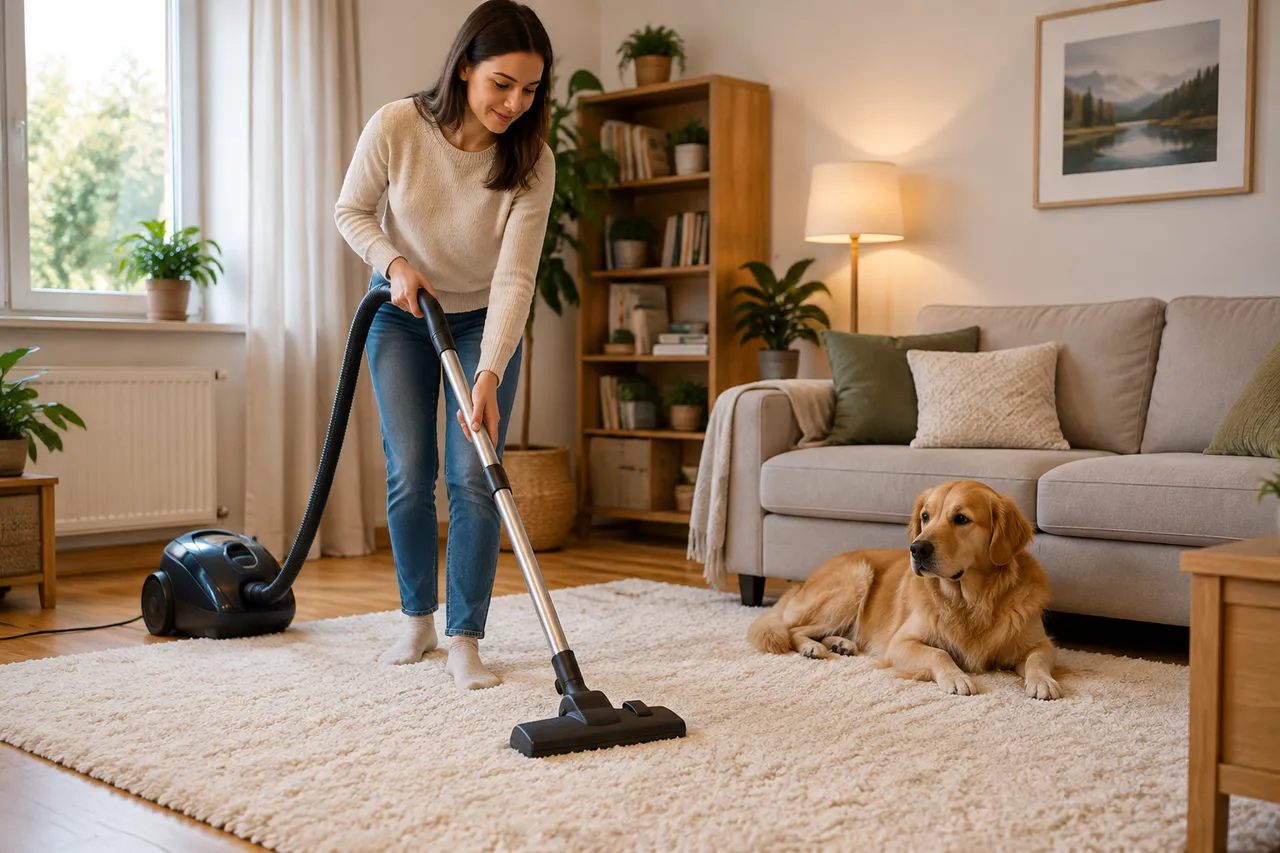 aspirarea corecta a covorului din lana in casa cu animale